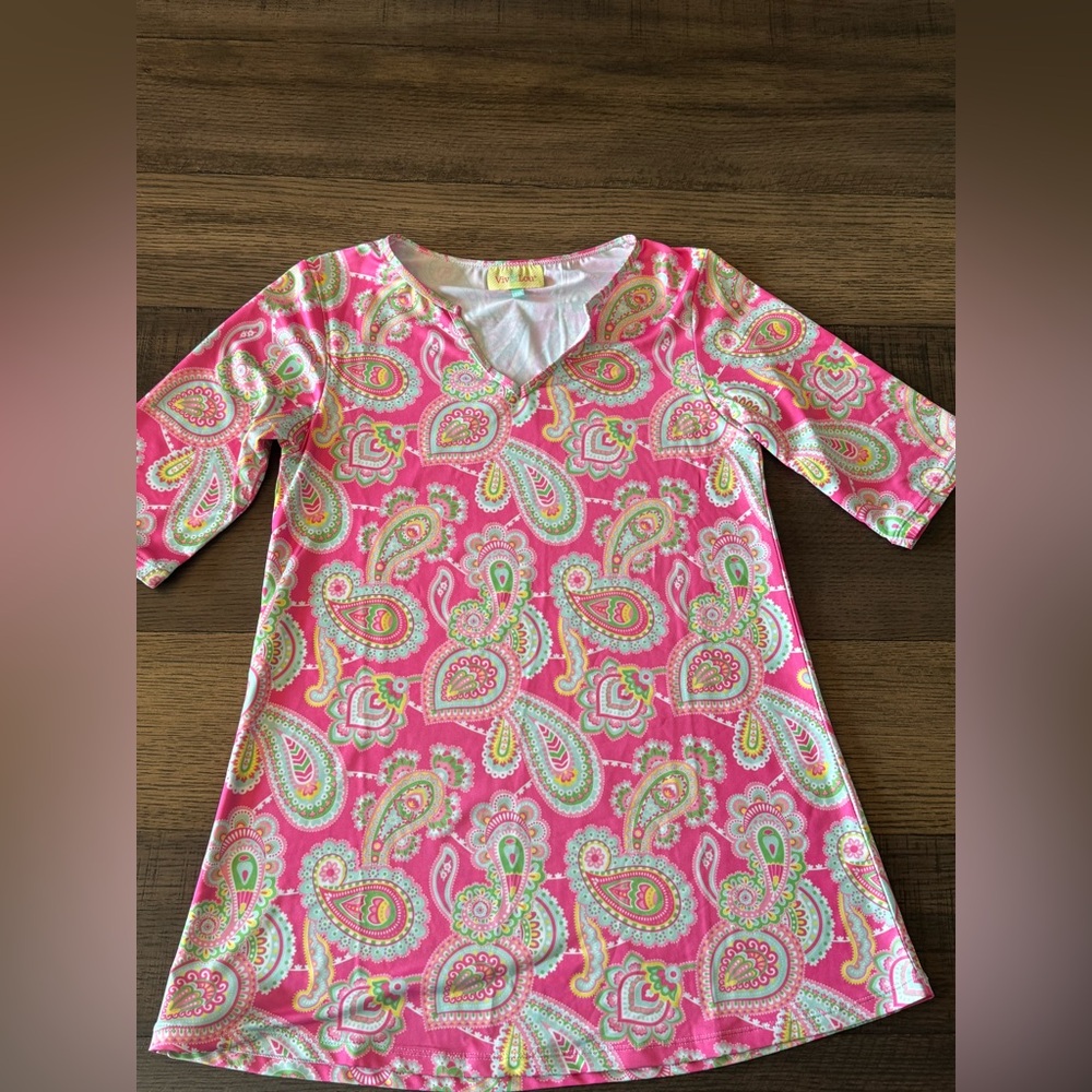 Vibrant Pink and Green Paisley Dress